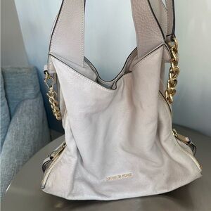 Michael Kors Light Gray Shoulder Bag with Gold Accents